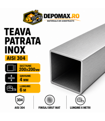 Teava patrata inox AISI 304, 200 x 200 x 4 mm, 6 metri Teava patrata inox AISI 304, 200 x 200 x 4 mm, 6 metri